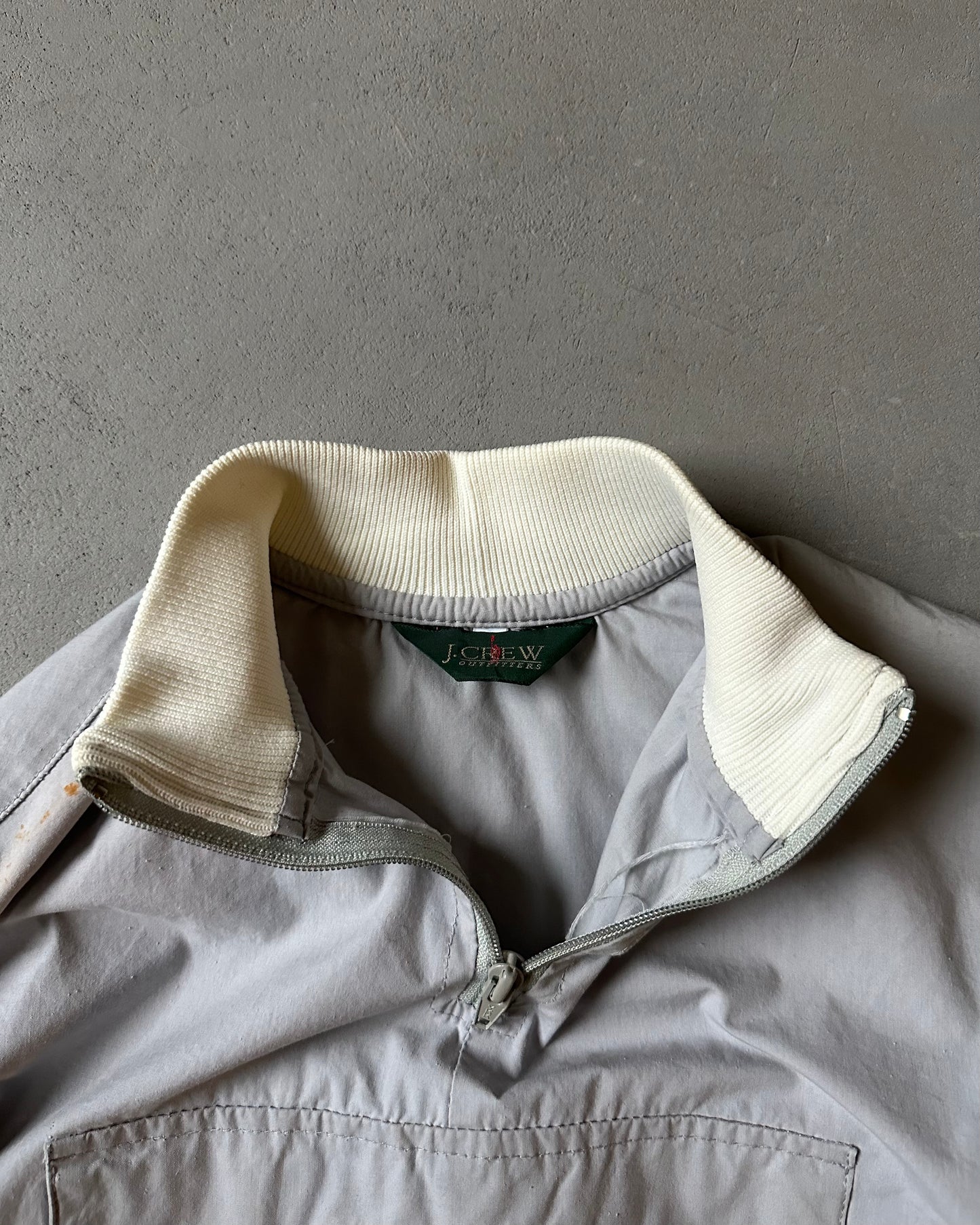 1980s - Distressed Grey J.Crew 1/4 Zip Overshirt - S