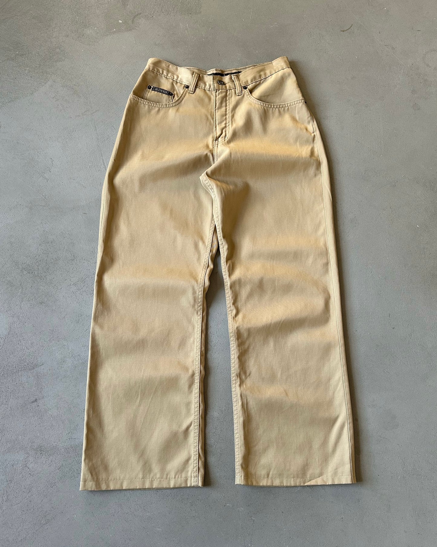 1990s - Beige Hollywood Nylon/Cotton Loose Pants - 29x28