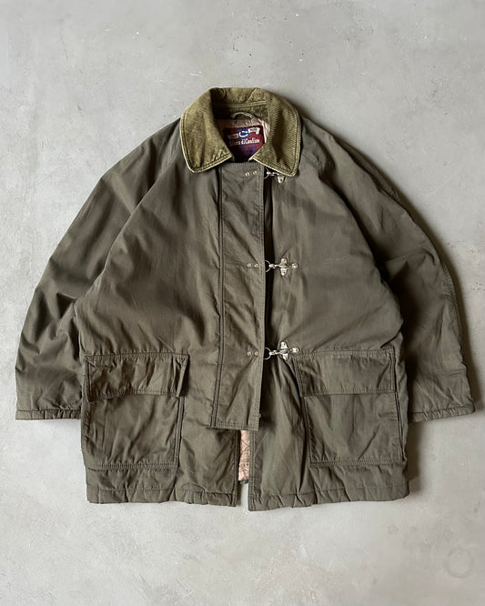 1990s - Green Fireman Quilted Jacket - L