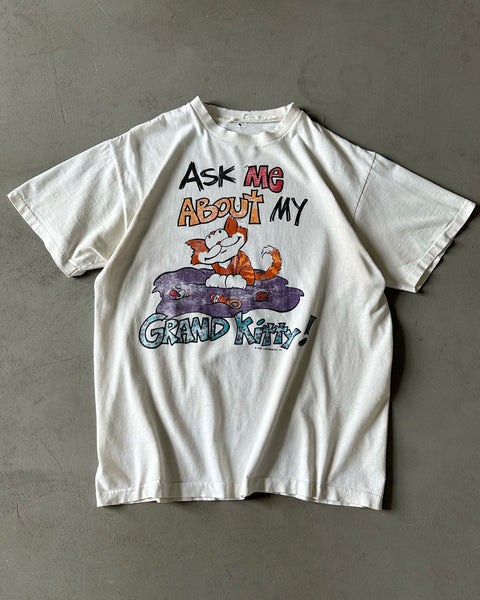 1990s - Distressed White Grand Kitty T-Shirt - M