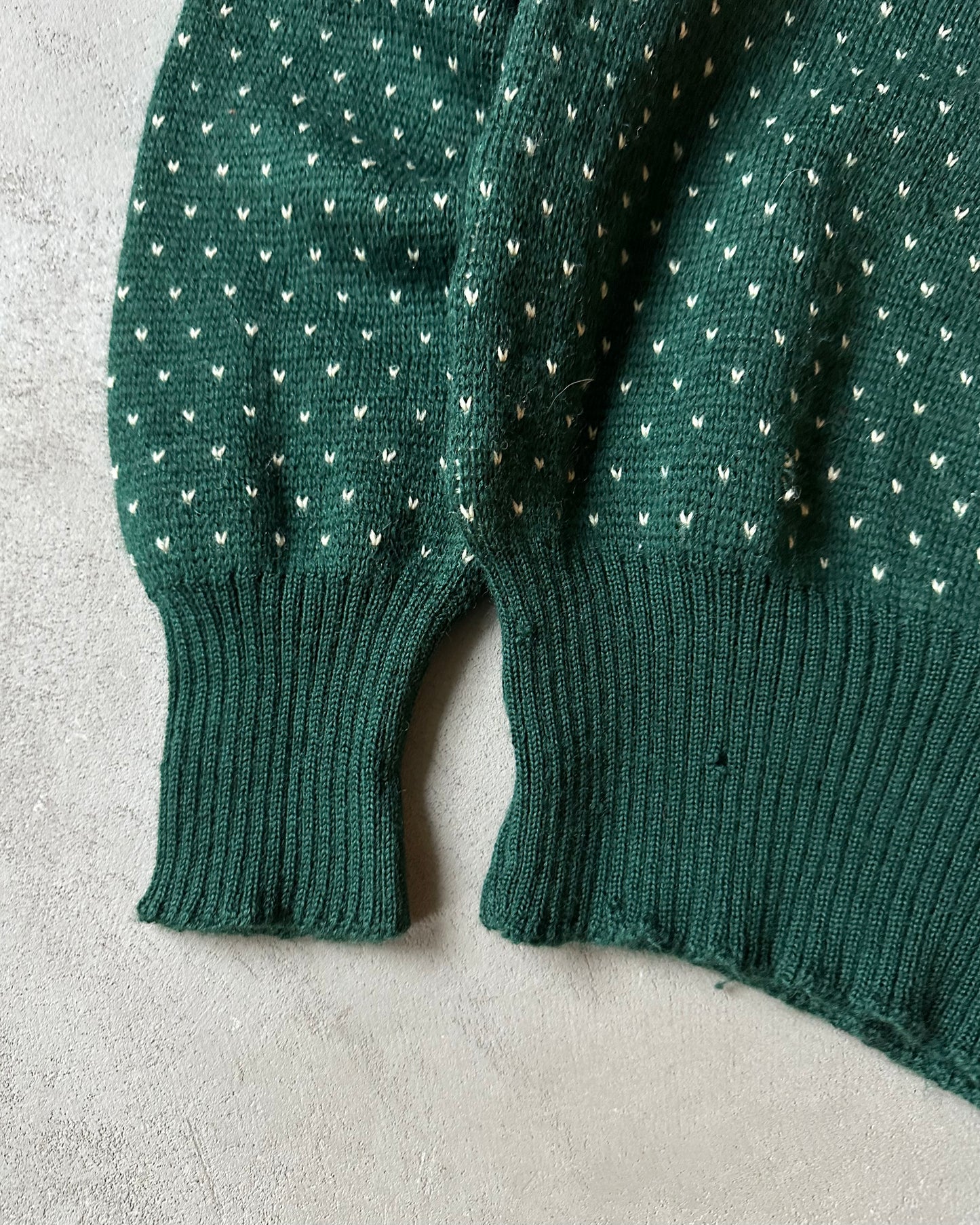 1960s- Distressed Green Nordic Sweater - S