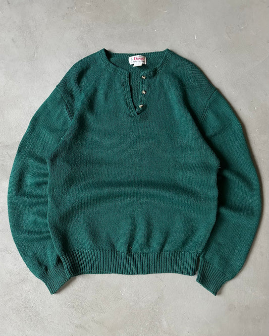 1990s - Green Orvis Henley Sweater - (W)XL