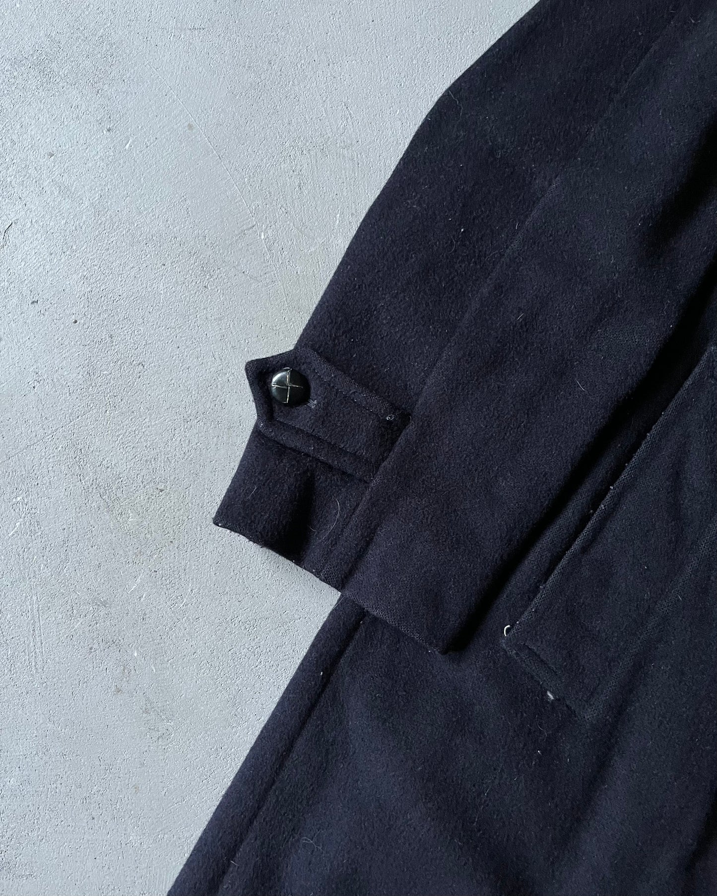 1970s - Navy Burberrys' Wool Coat - S/M