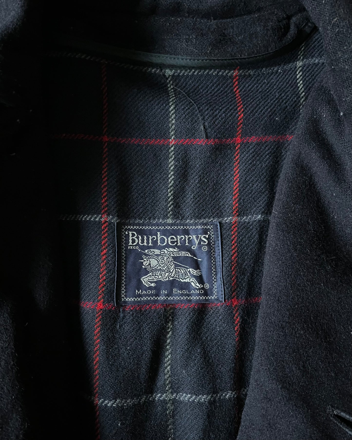 1970s - Navy Burberrys' Wool Coat - S/M