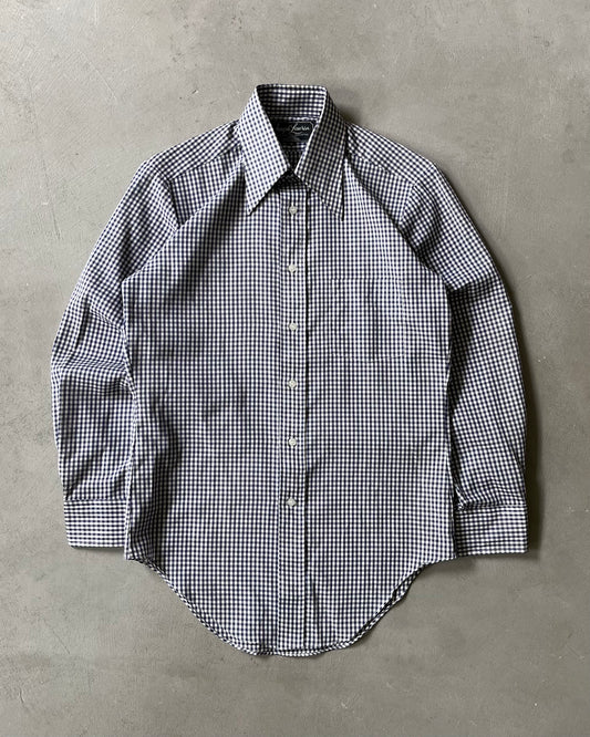 1980s - Blue/White Gingham Shirt - S