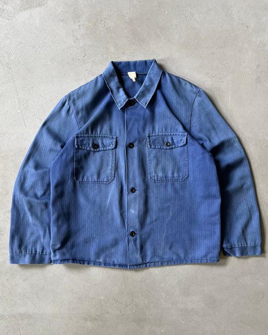 1970s - Faded Blue HBT Euro Shirt - S/M