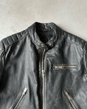 1980s - Black Cafe Leather Jacket - L/XL