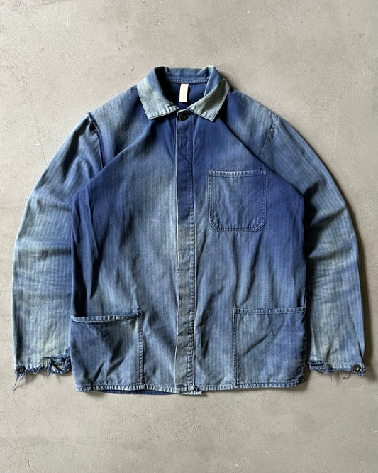 1980s - Distressed Blue HBT Euro Chore - L