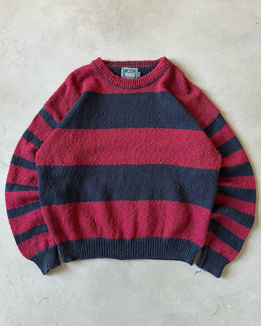 1990s - Red/Navy Woolrich Striped Sweater - L