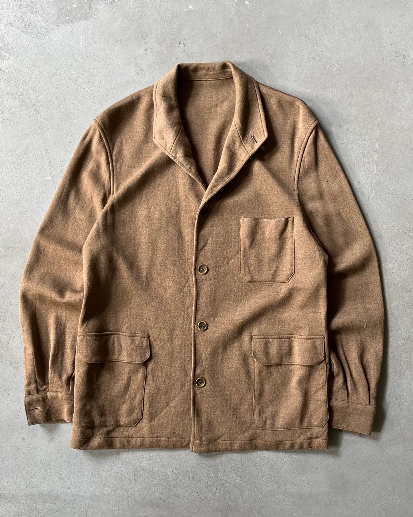 1990s - Light Brown Burberrys' Wool Overshirt - M/L