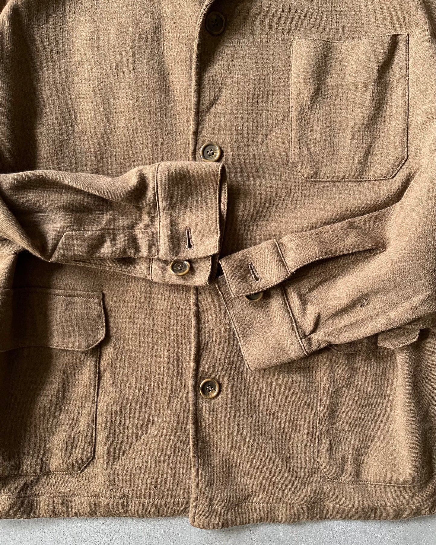 1990s - Light Brown Burberrys' Wool Overshirt - M/L