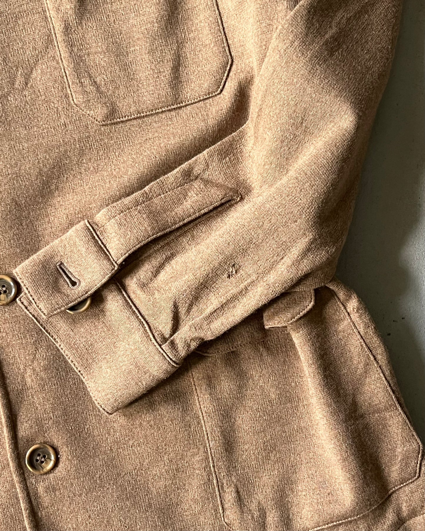 1990s - Light Brown Burberrys' Wool Overshirt - M/L