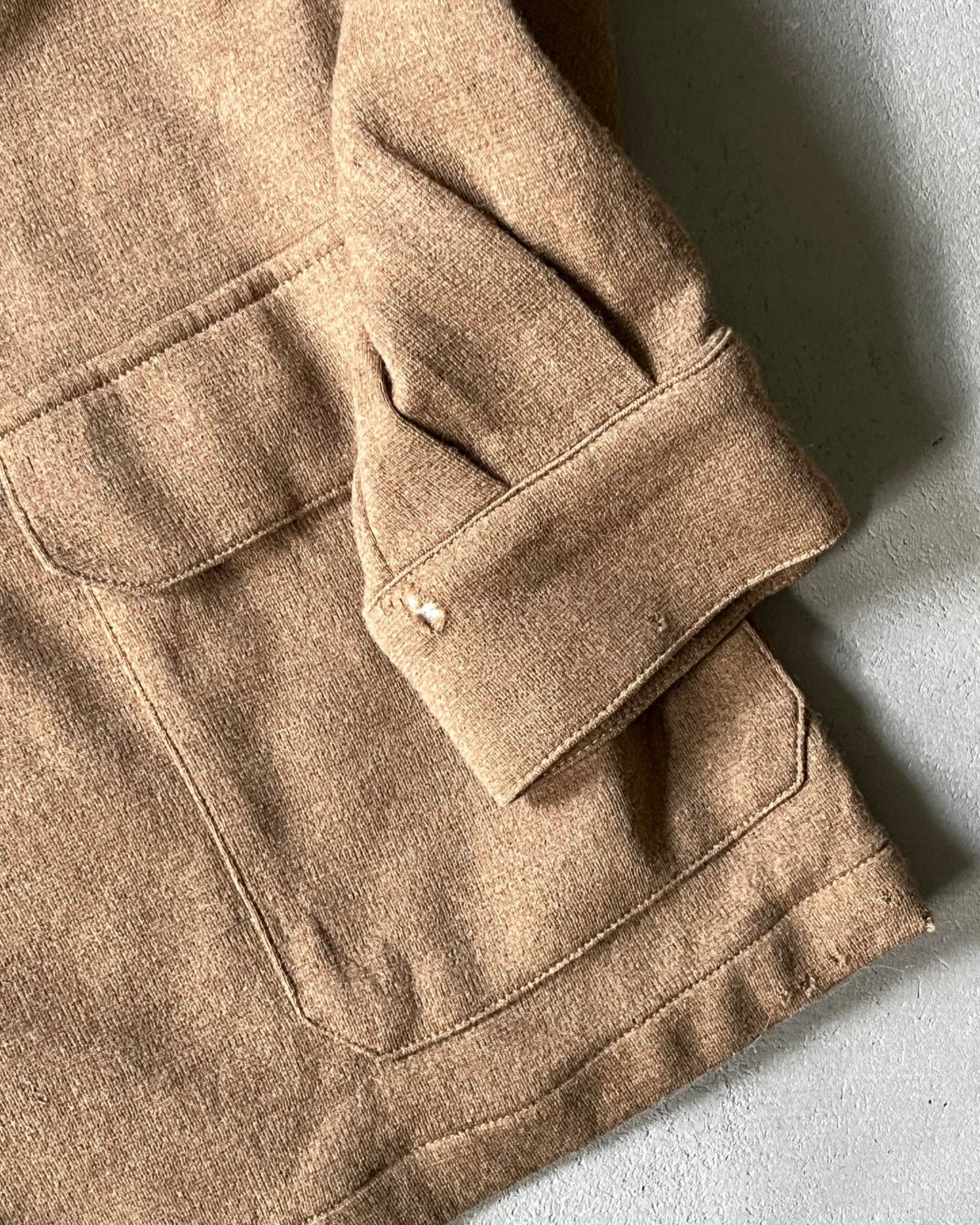 1990s - Light Brown Burberrys' Wool Overshirt - M/L