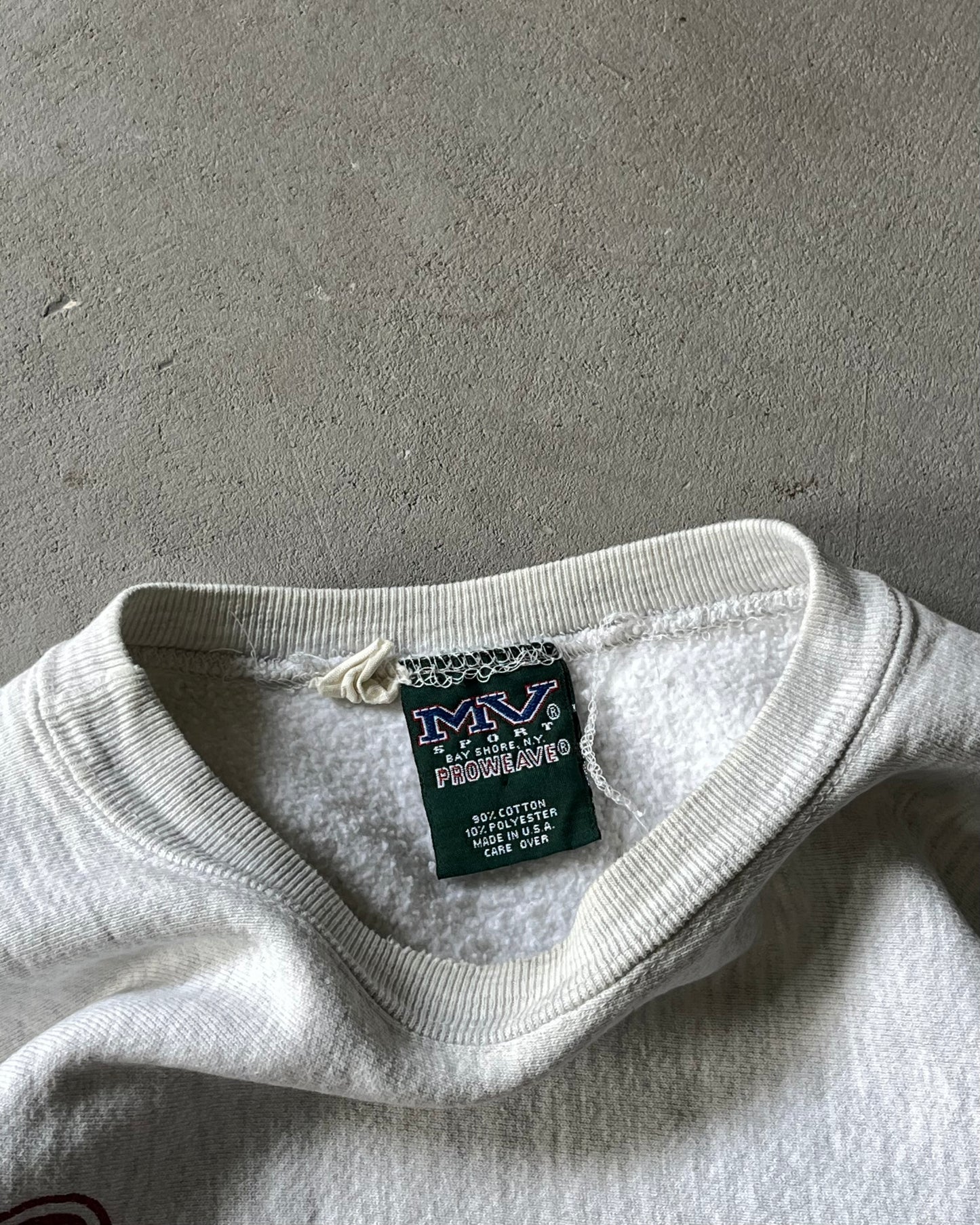 Années 90 - Sweat-shirt ras du cou U Mass gris cendré vieilli - XL