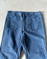 1980s - Navy Seafearer Flare Jeans - 35x33