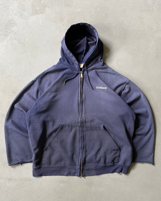 Années 90 - Sweat à Capuche Carhartt Zippé Bleu Délavé - XL