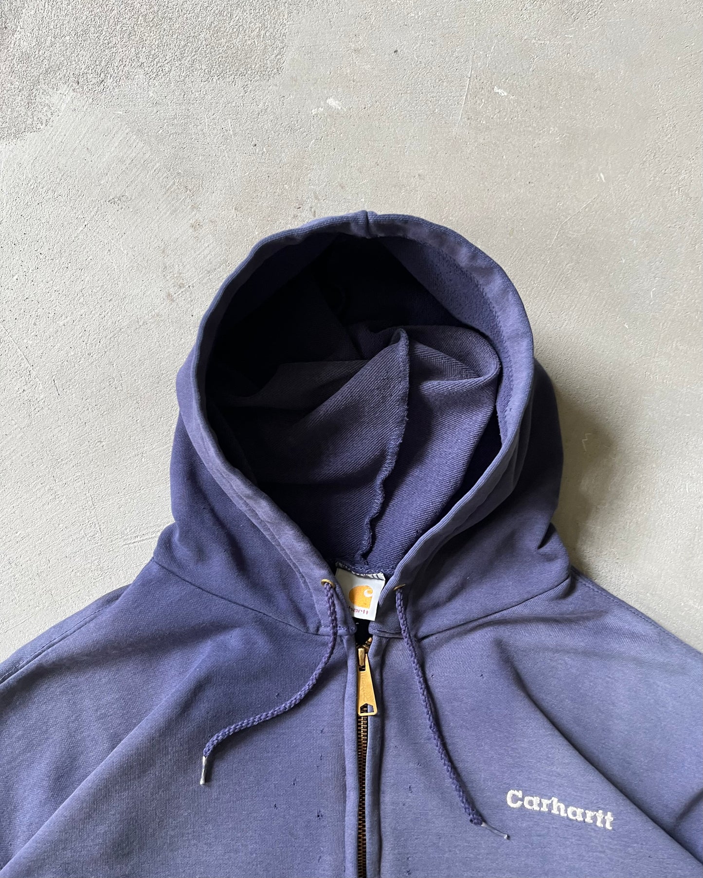 Années 90 - Sweat à Capuche Carhartt Zippé Bleu Délavé - XL