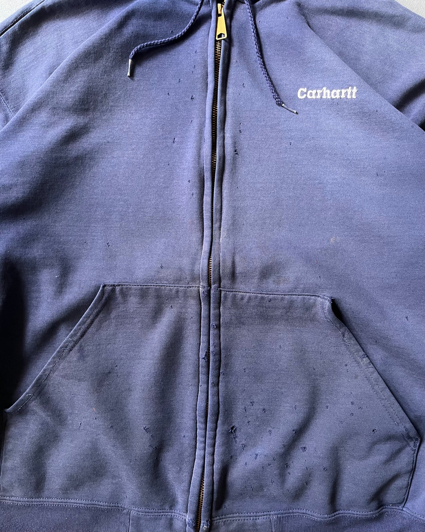 Années 90 - Sweat à Capuche Carhartt Zippé Bleu Délavé - XL