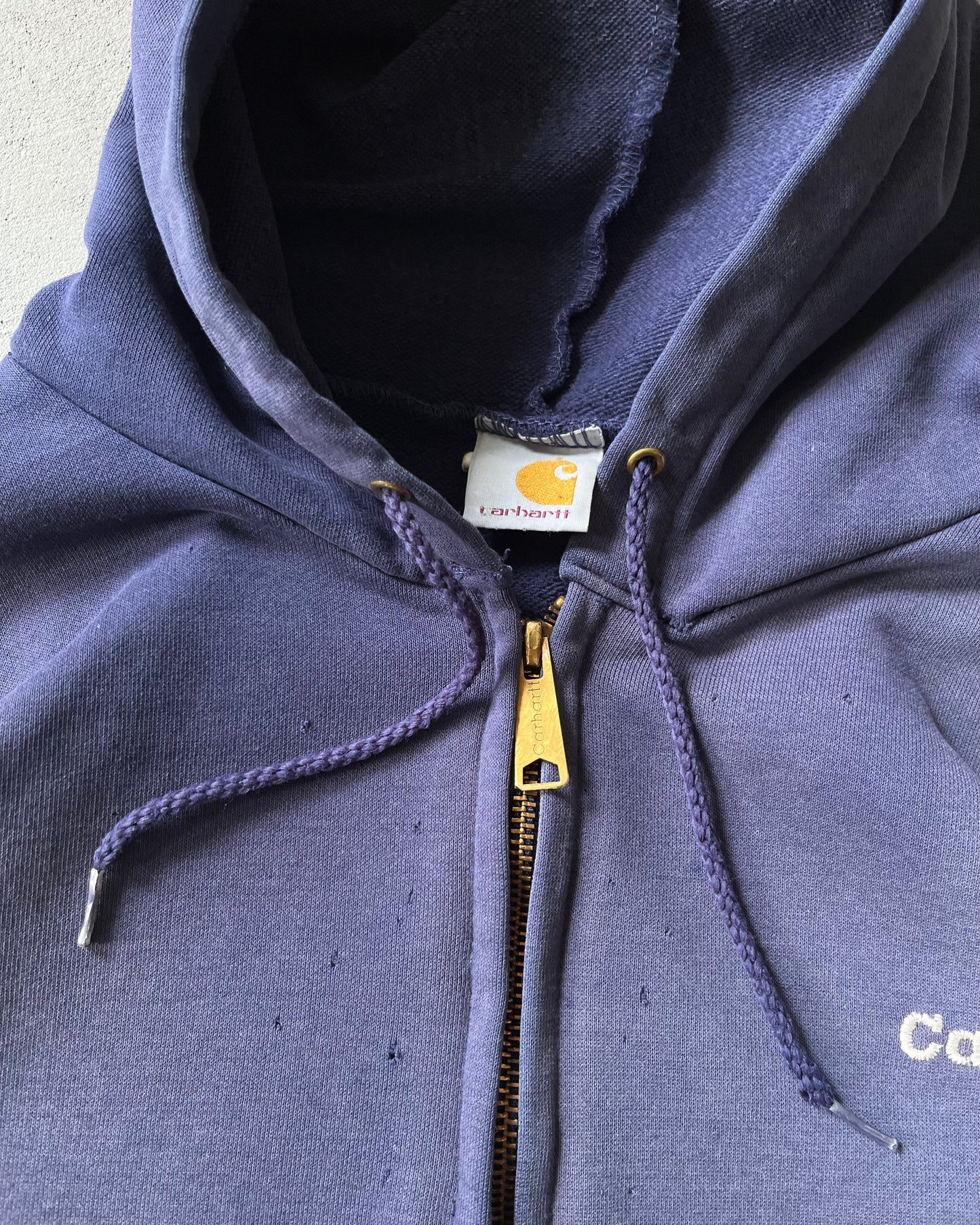 Années 90 - Sweat à Capuche Carhartt Zippé Bleu Délavé - XL