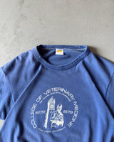 1970s - Faded Blue "Veterinary Medicine" Russell T-Shirt - M