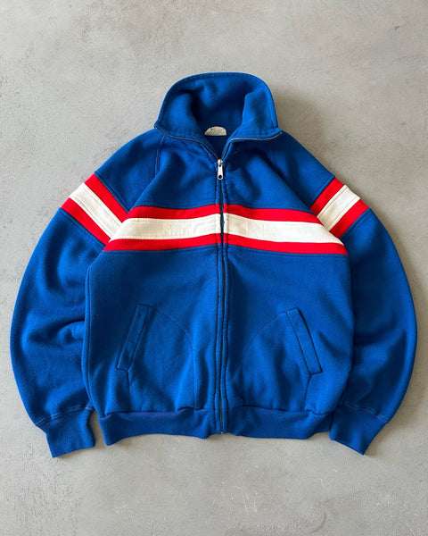 1980s - Blue/Red Track Zip Sweatshirt  - M