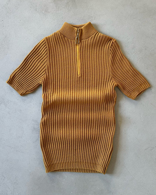 1960s - Mustard 1/4 Zip Women's Knit Top - (W)S