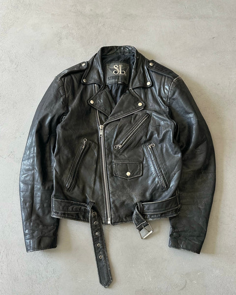 1990s - Black Leather Perfecto Jacket - 38