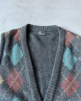 1980s - Charcoal Diamond Plaid Sweater Vest - M