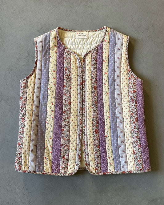 1980s - Cream/Pink Hand Made Quilted Vest - (W)M