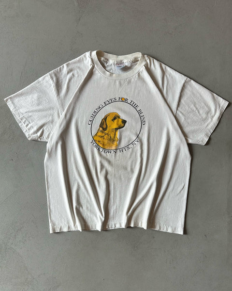 1990s - White "Guiding Dogs" T-Shirt - L/XL
