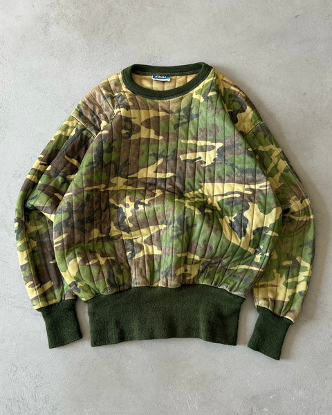 1980s - Camo Thermal Quilted Crewneck - M