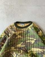 1980s - Camo Thermal Quilted Crewneck - M