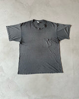 1980s - Faded Black Pocket T-Shirt - XL