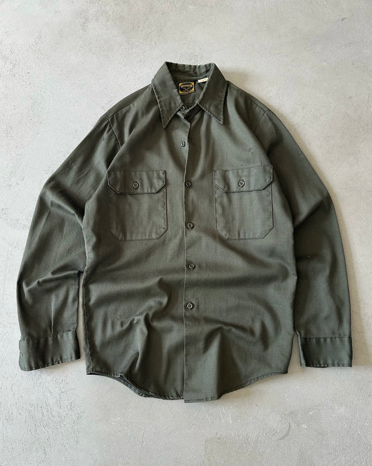 1980s - Khaki Washington "Dee Cee" Work Shirt - 14 1/2 (S)