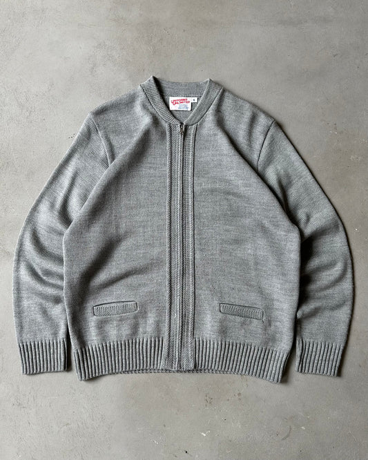 1990s - Grey Zip Up Sweater - XL