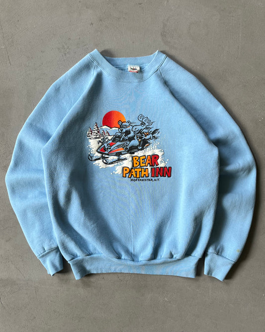 Années 80 - Sweat ras du cou Bear Path Inn bleu clair - M