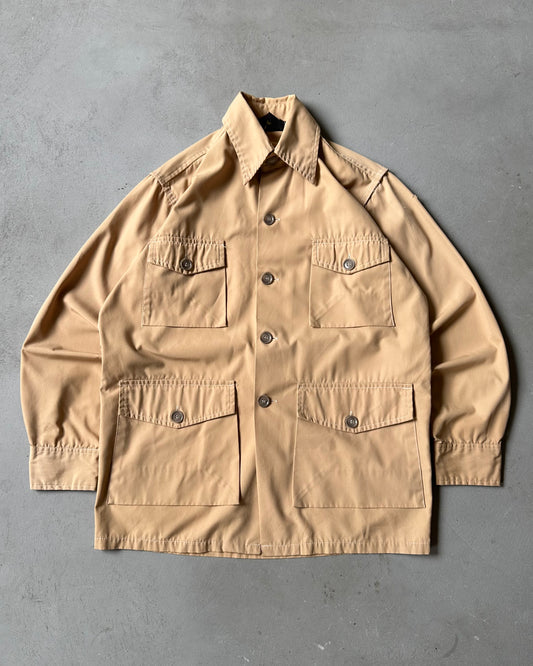 1980s - Distressed Tan Safari Light Overshirt - S