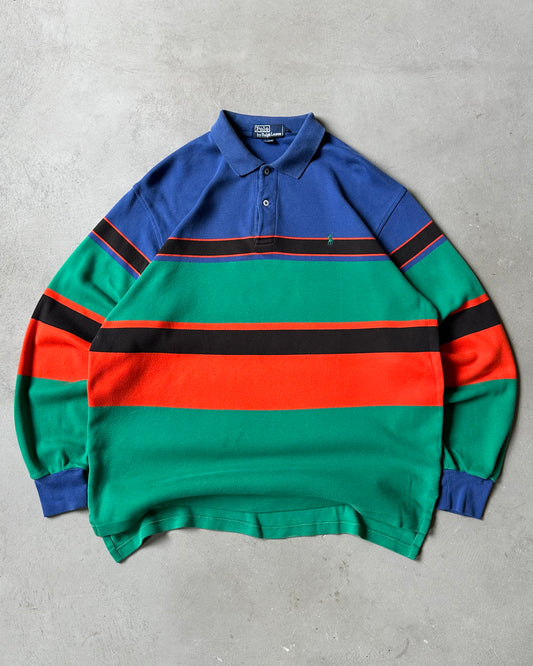 2000s - Blue/Green Polo RL Rugby Shirt - L