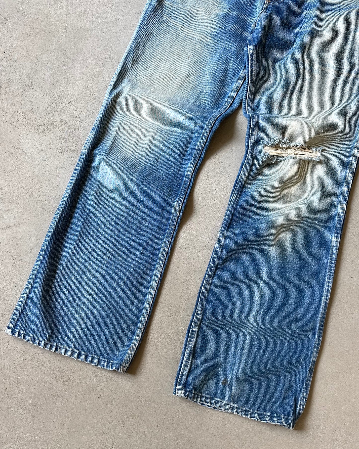 1970s - Distressed Roebucks Bootcut Jeans - 32x29