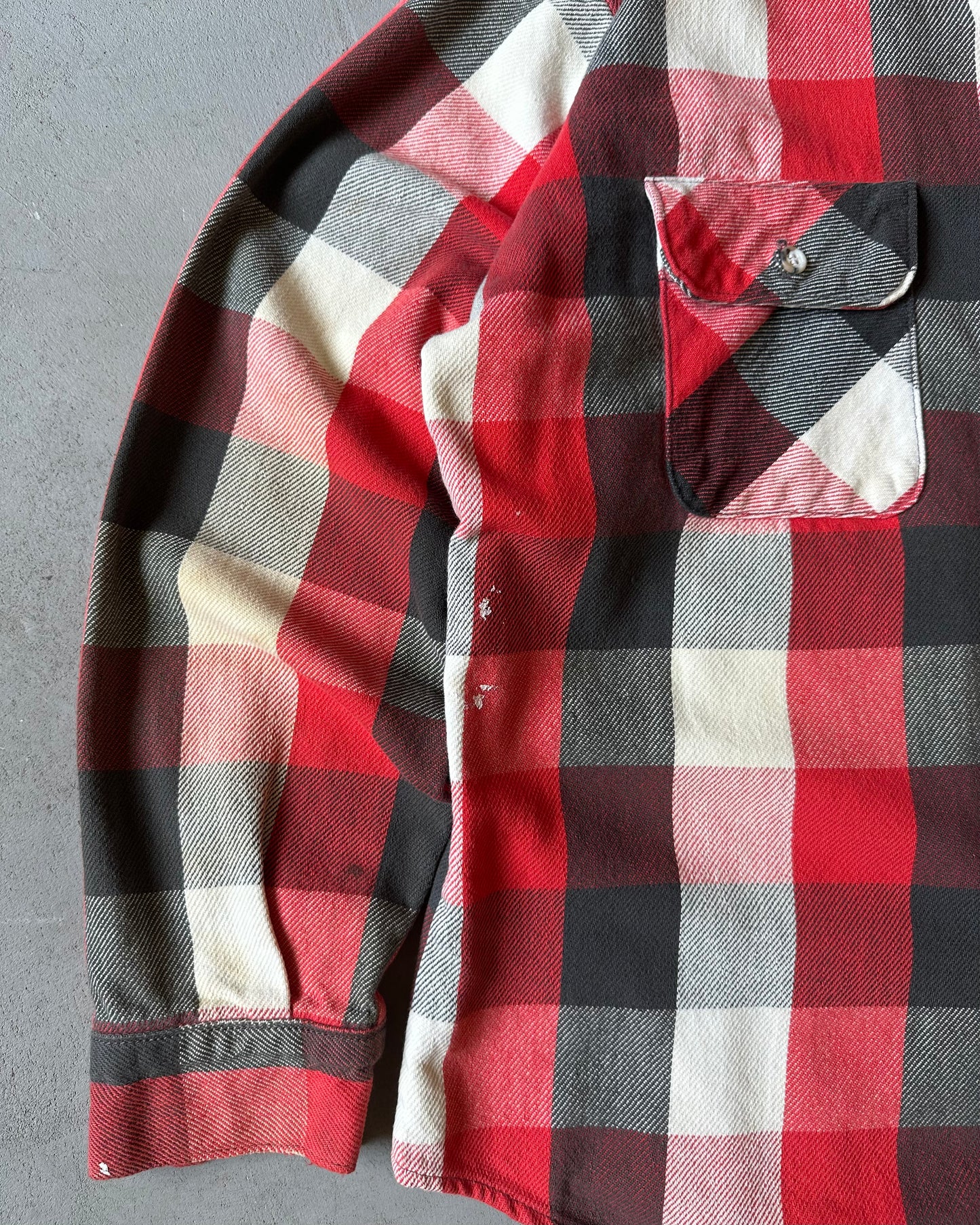 1980s - Distressed Red/Black Plaid Flannel - M