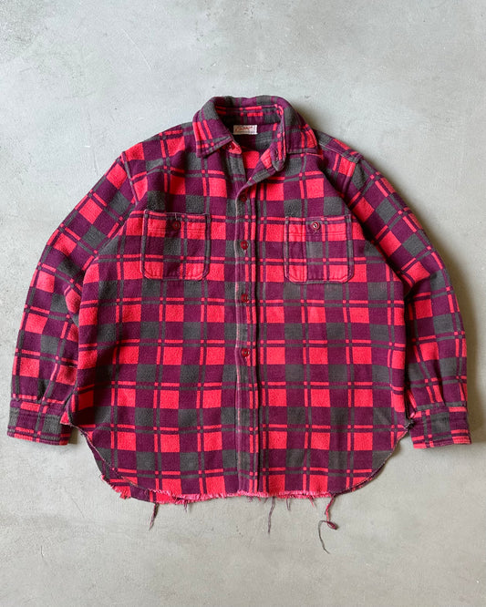 1970S - Red/Burgundy Champion Plaid Flannel - S/M