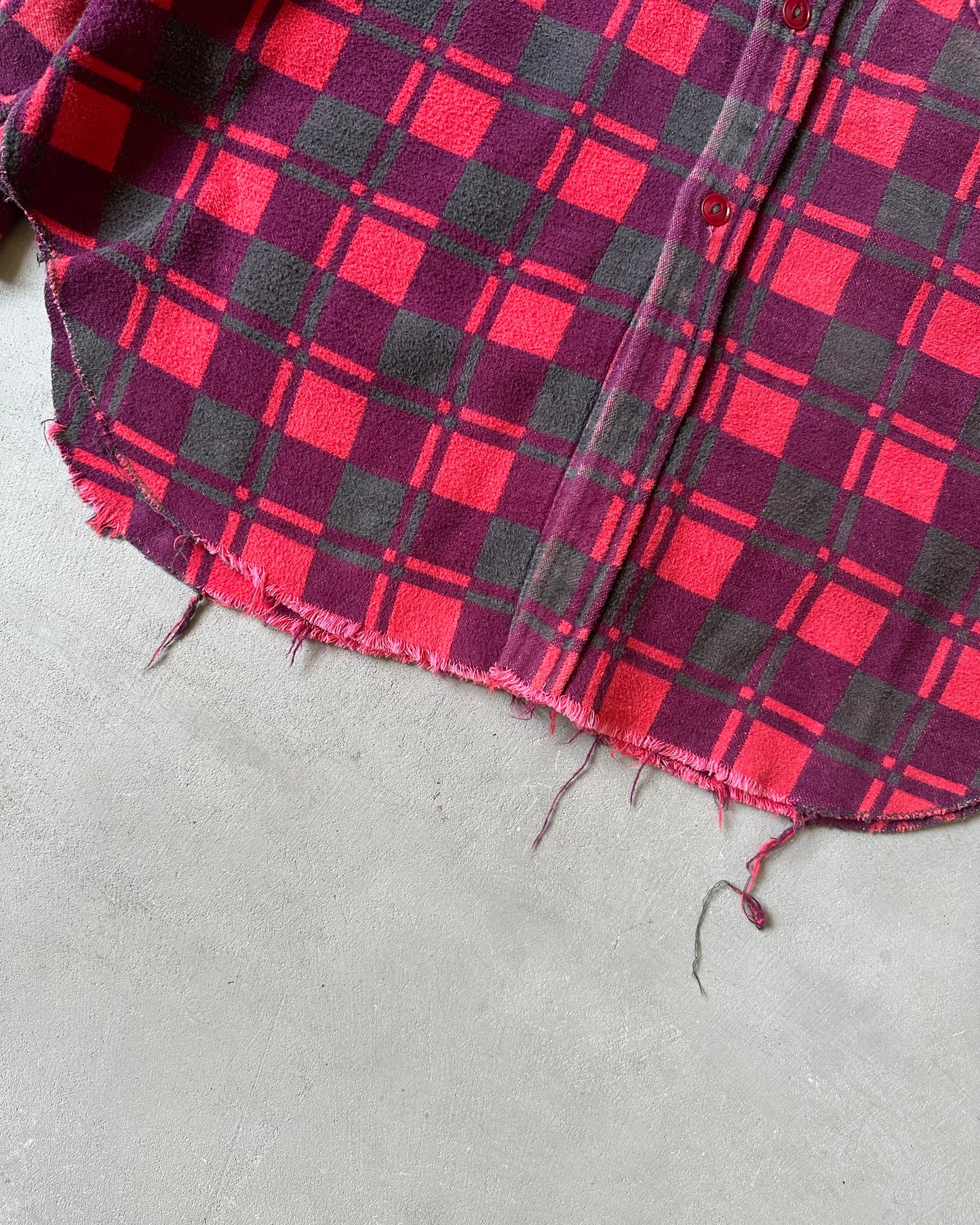 1970S - Red/Burgundy Champion Plaid Flannel - S/M