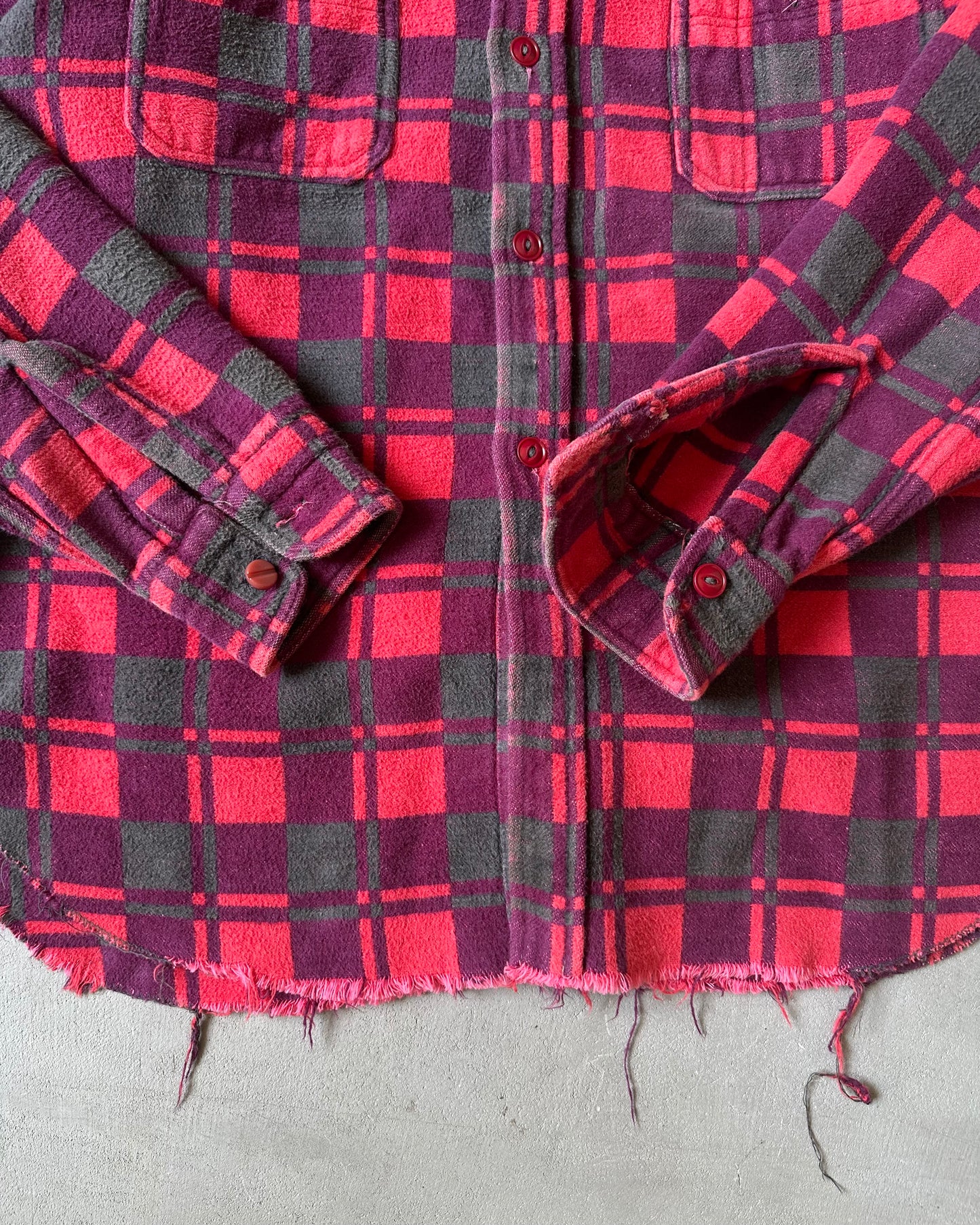 1970S - Red/Burgundy Champion Plaid Flannel - S/M