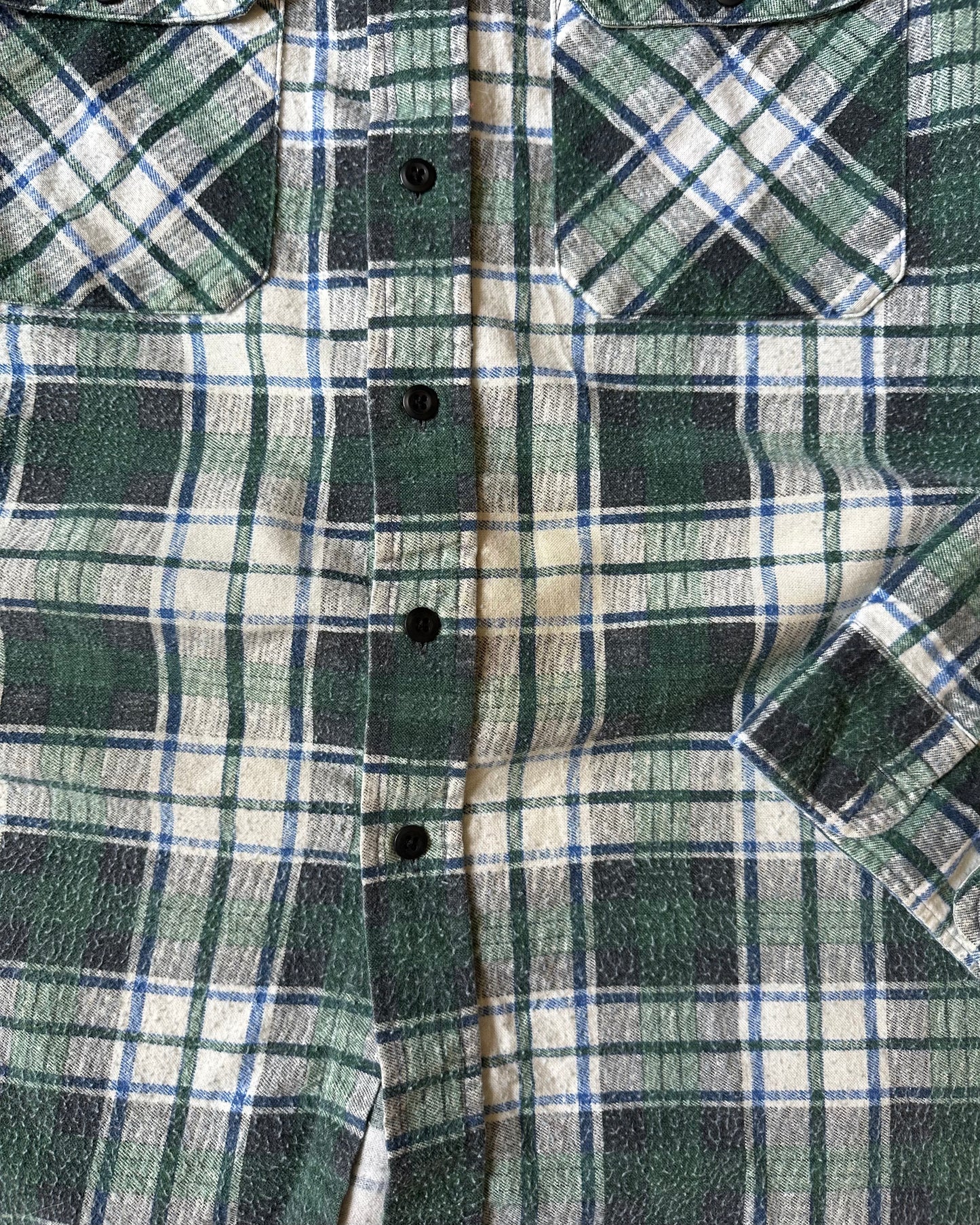 1990s - Green/White Plaid Flannel - XL