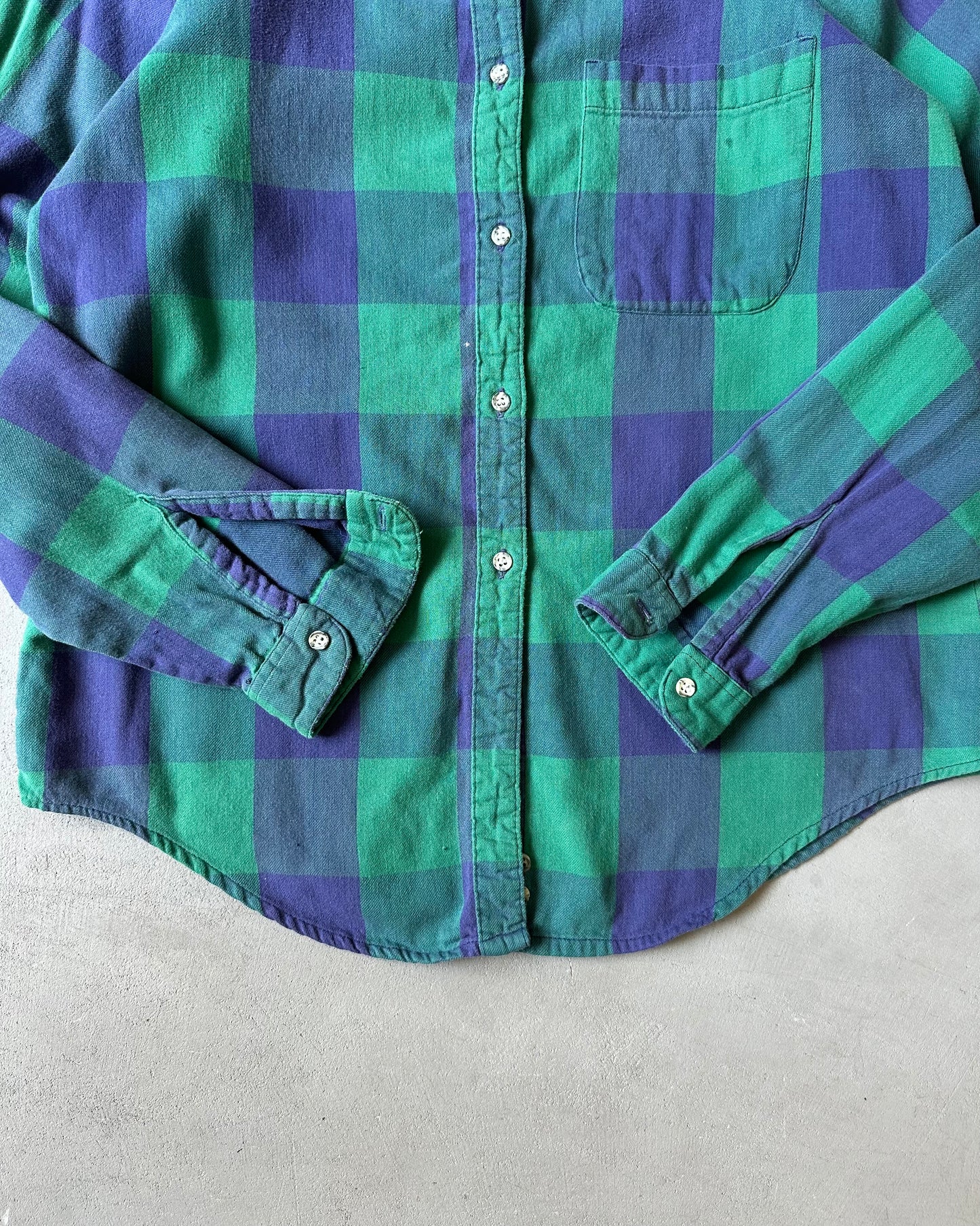 1990s - Green/Purple AE Plaid Women's Flannel - (W)S