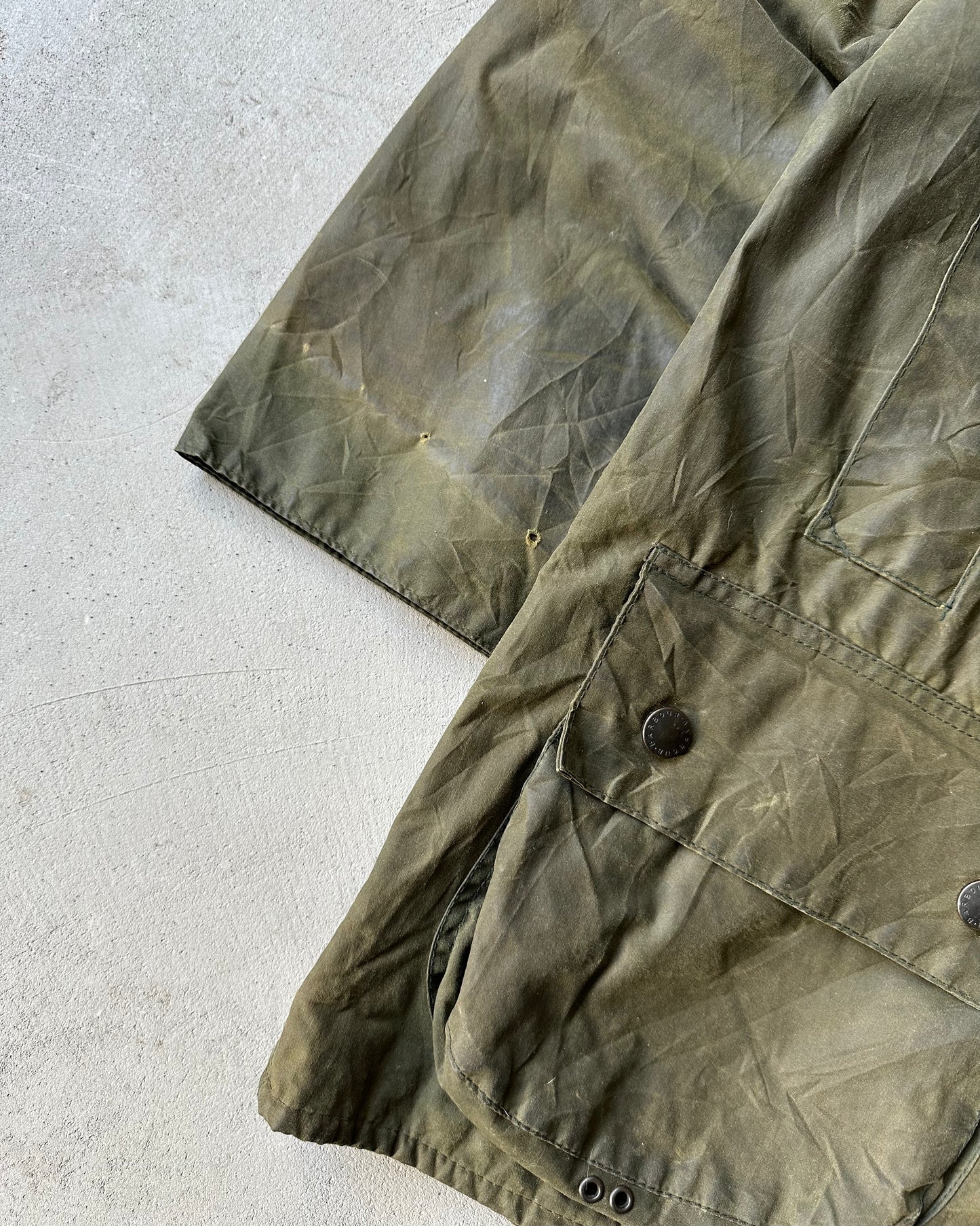 1990s - Distressed Green Barbour Beaufort Jacket - 42