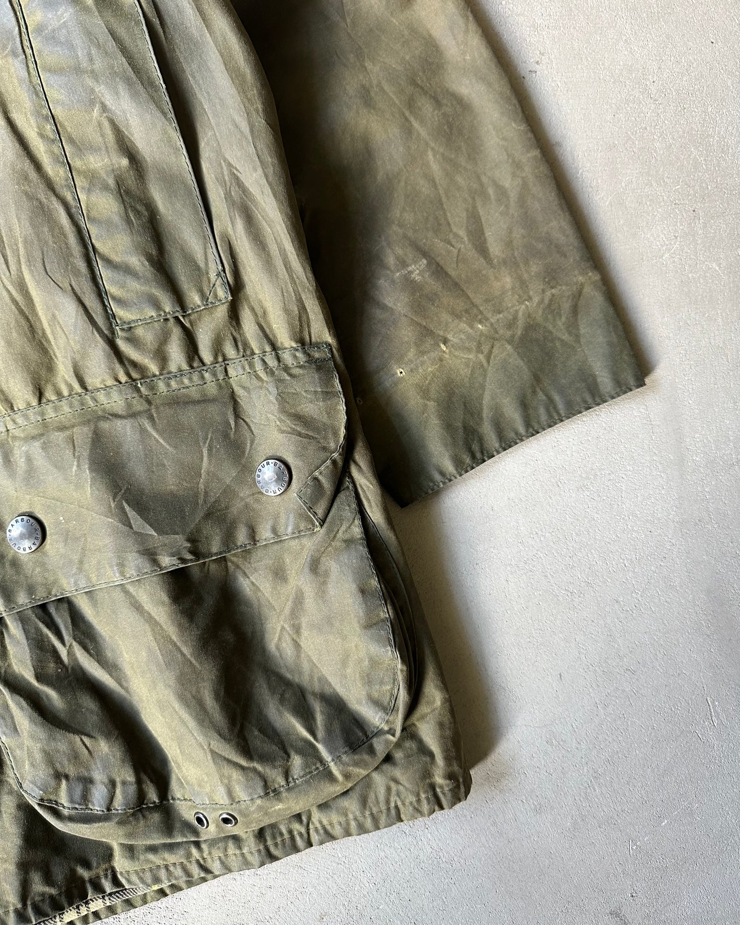 1990s - Distressed Green Barbour Beaufort Jacket - 42