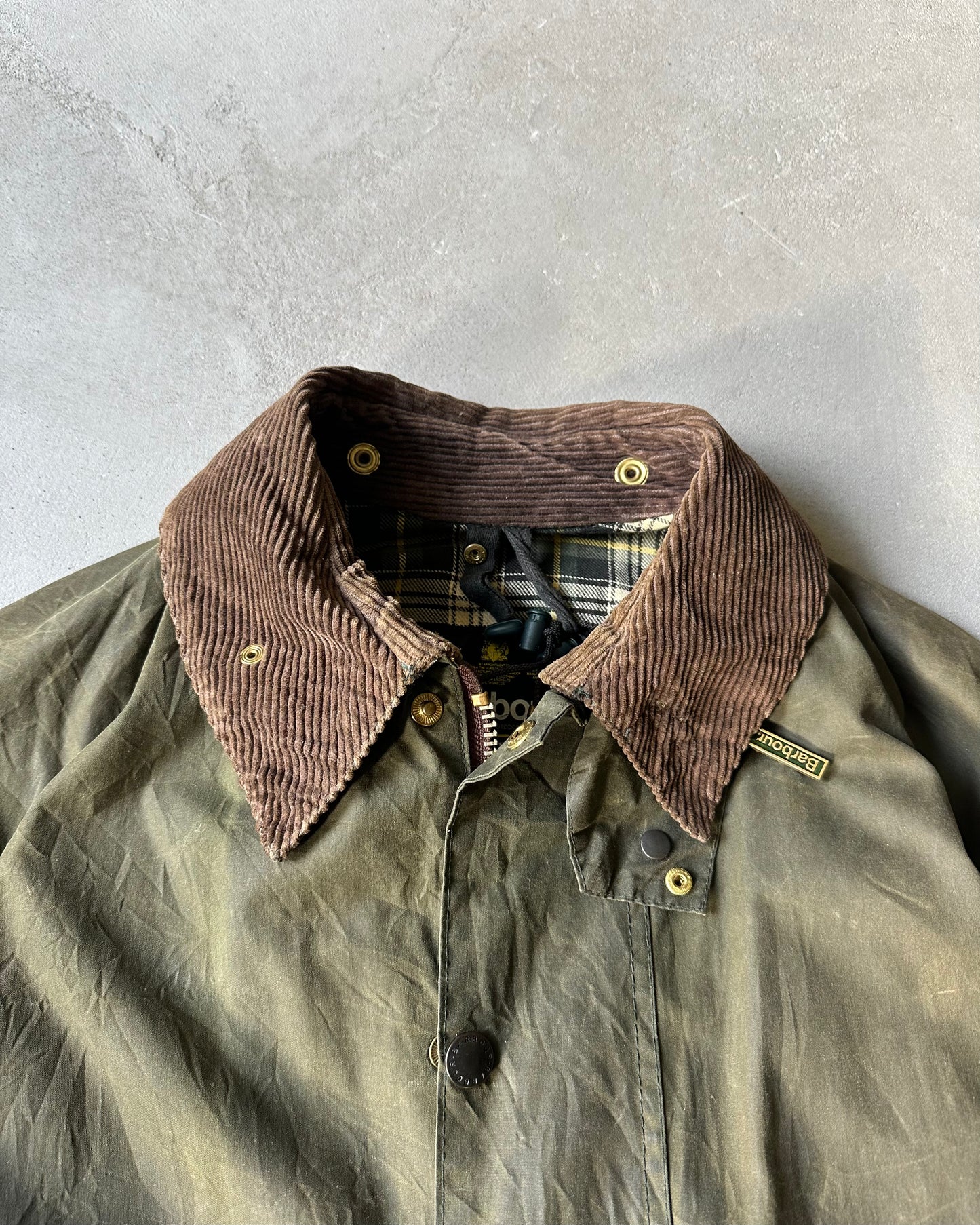1990s - Distressed Green Barbour Beaufort Jacket - 42