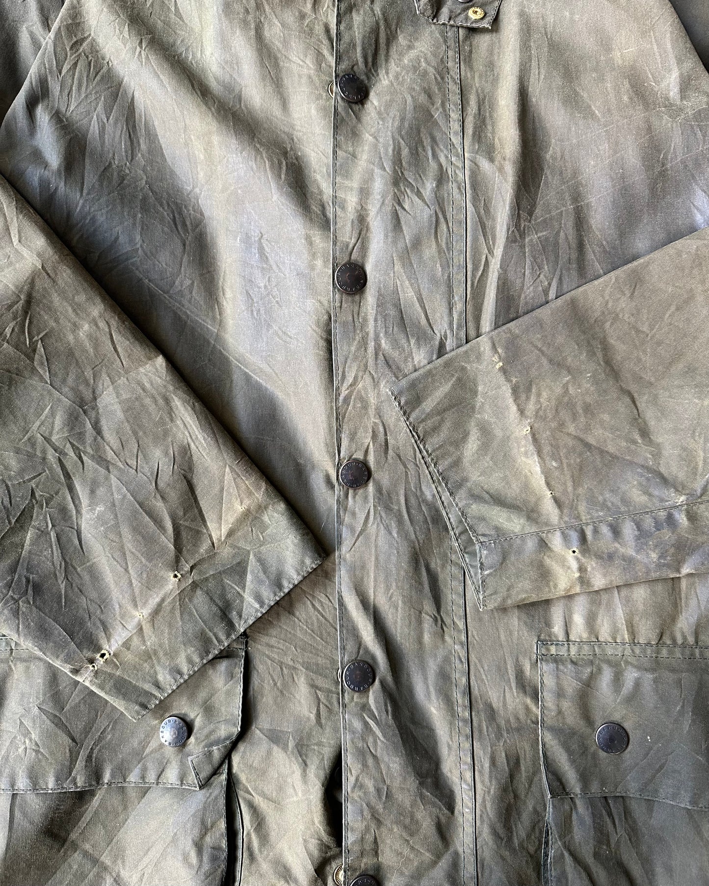 1990s - Distressed Green Barbour Beaufort Jacket - 42