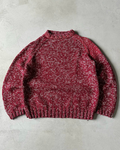 1980s - Wine/White Wool Sweater - M